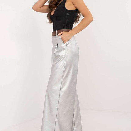 Women Eco Leather Pants 202891 in Brown Polyester Blend - Très Elite