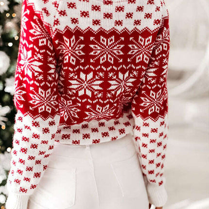 Women Holiday Knit Snowflake Sweater - Très Elite