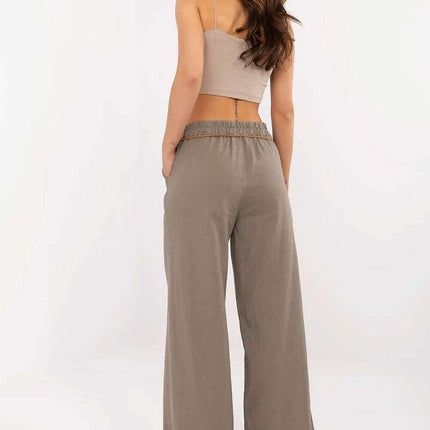 Women Linen Cotton Trousers 213548 Casual Relaxed Fit - Très Elite