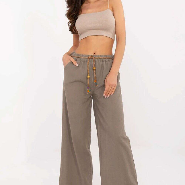 Women Linen Cotton Trousers 213548 Casual Relaxed Fit