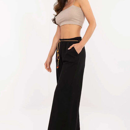 Women Linen Cotton Trousers Model 213546 Black Breathable - Très Elite