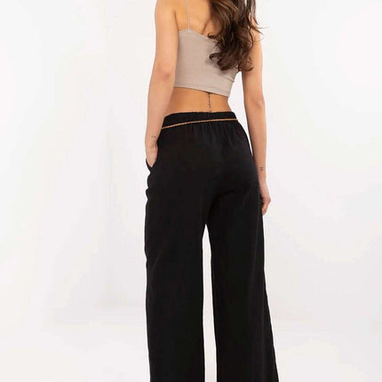 Women Linen Cotton Trousers Model 213546 Black Breathable - Très Elite