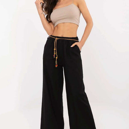 Women Linen Cotton Trousers Model 213546 Black Breathable - Très Elite