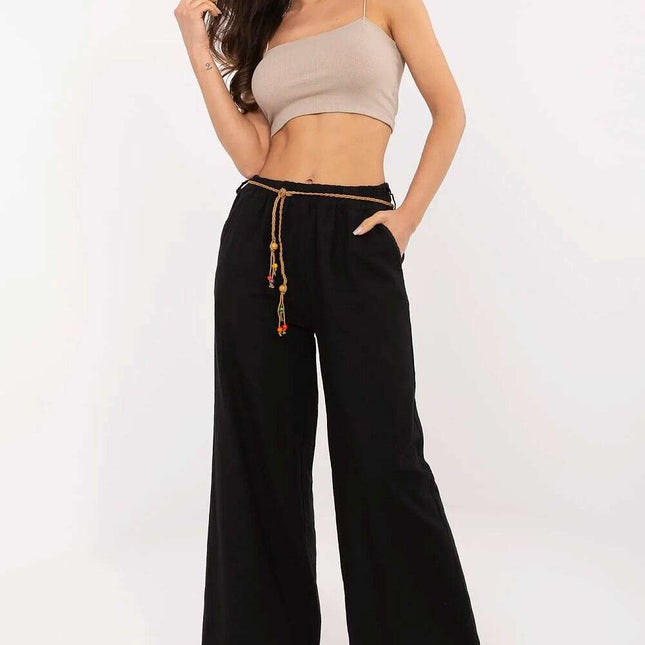 Women Linen Cotton Trousers Model 213546 Black Breathable