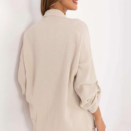 Women Long Sleeve Shirt Model 210007 100 Percent Cotton - Très Elite