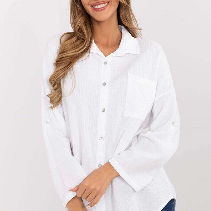 Women Long Sleeve Shirt Model 210007 100 Percent Cotton - Très Elite