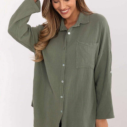 Women Long Sleeve Shirt Model 210007 100 Percent Cotton - Très Elite