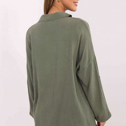 Women Long Sleeve Shirt Model 210007 100 Percent Cotton - Très Elite