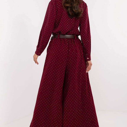 Women Palazzo Pants 203852 Red Polyester Viscose Trousers - Très Elite