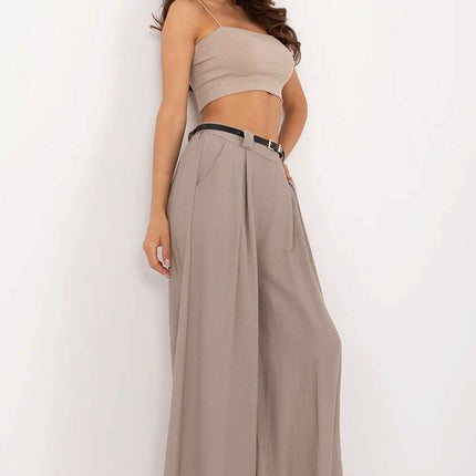 Women Palazzo Pants 213059 Beige Lightweight Viscose - Très Elite