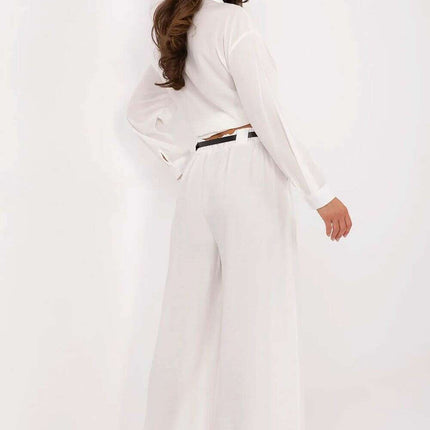 Women Palazzo Pants 213062 White Viscose Nylon Wide Leg - Très Elite
