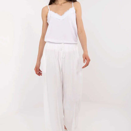 Women Palazzo Pants Model 212281 High Waisted Tie Belt - Très Elite