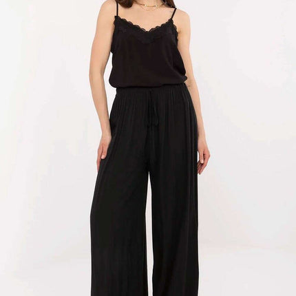 Women Palazzo Pants Model 212281 High Waisted Tie Belt - Très Elite