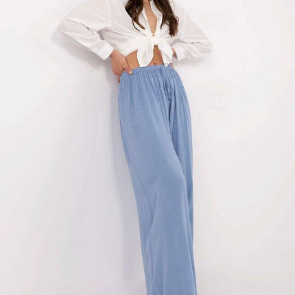 Women Palazzo Pants Model 212281 High Waisted Tie Belt - Très Elite