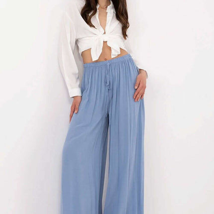 Women Palazzo Pants Model 212281 High Waisted Tie Belt - Très Elite