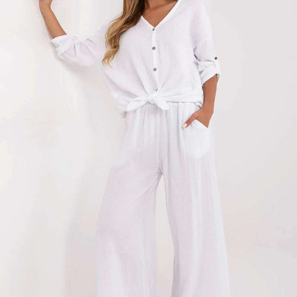 Women Palazzo Trousers 211270 Breathable Cotton in Pink - Très Elite