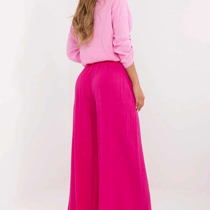 Women Palazzo Trousers 211270 Breathable Cotton in Pink - Très Elite