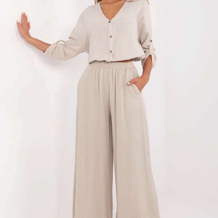 Women Palazzo Trousers 211270 Breathable Cotton in Pink - Très Elite