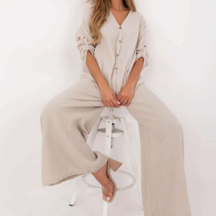 Women Palazzo Trousers 211270 Breathable Cotton in Pink - Très Elite