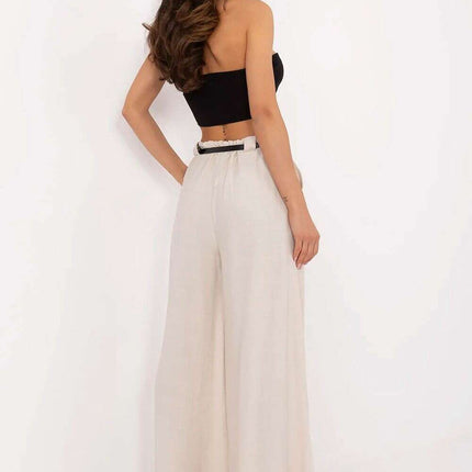 Women Palazzo Trousers 213060 Beige Viscose Nylon - Très Elite