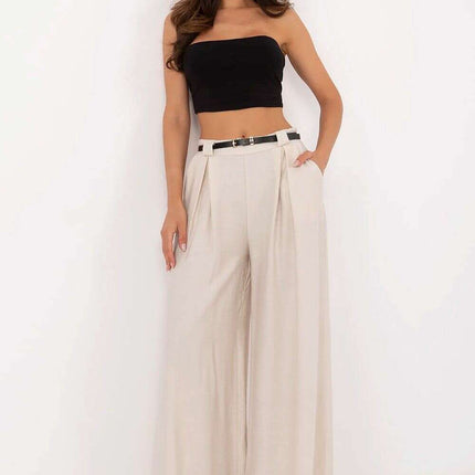 Women Palazzo Trousers 213060 Beige Viscose Nylon - Très Elite