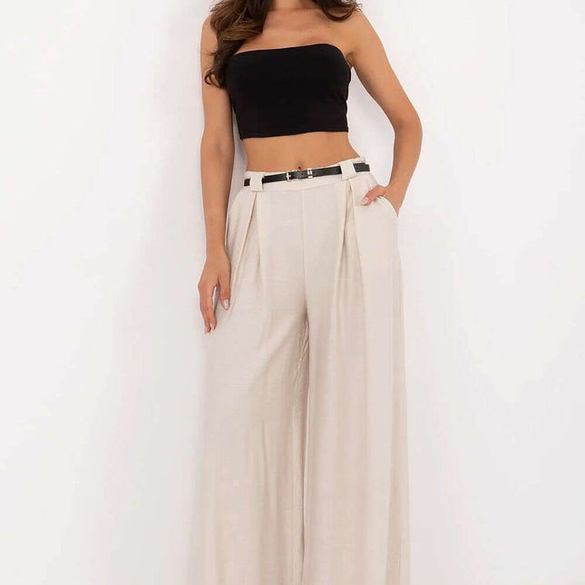 Women Palazzo Trousers 213060 Beige Viscose Nylon