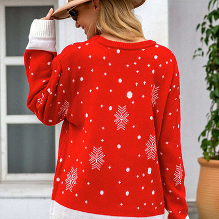 Women Reindeer Pattern Knit Holiday Sweater - Très Elite