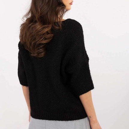 Women Short Sleeve Sweater Model 206714 Beige Wool Blend - Très Elite