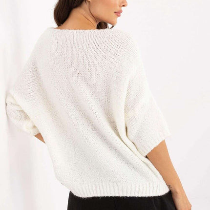 Women Short Sleeve Sweater Model 206714 Beige Wool Blend - Très Elite