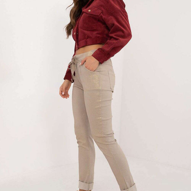 Women Trousers Model 201865 Beige Viscose Blend Fabric