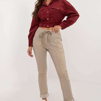 Women Trousers Model 201865 Beige Viscose Blend Fabric - Très Elite