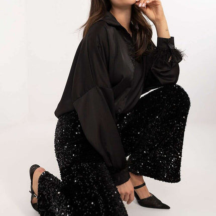 Women Trousers Model 203163 With Sequin Detail Subtle Shine - Très Elite