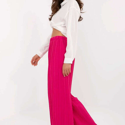 Women Trousers Model 213276 Pink Textured High Waist - Très Elite