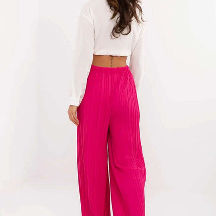 Women Trousers Model 213276 Pink Textured High Waist - Très Elite
