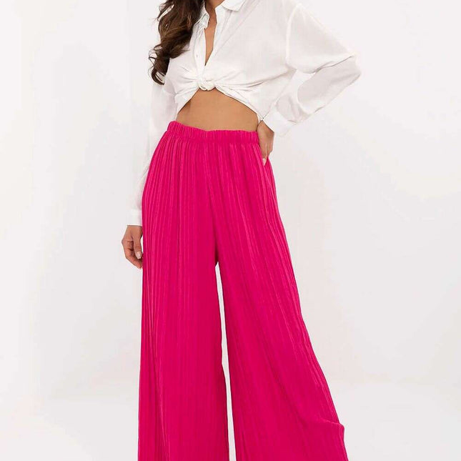 Women Trousers Model 213276 Pink Textured High Waist