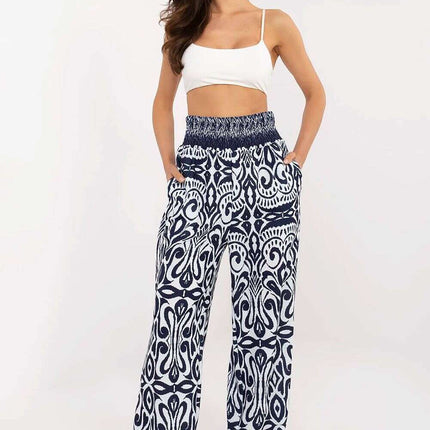 Women Trousers Model 213599 Navy Blue Boho Silhouette - Très Elite