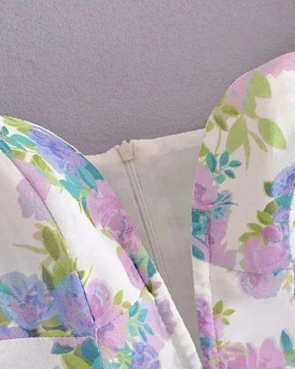 Eclectic Elegance: Lace-Trim Asymmetrical Puff Sleeve Boho Dress