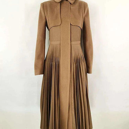 Women's Autumn Evening Dress with Adjustable Waist and Pleated Skirt - Très Elite