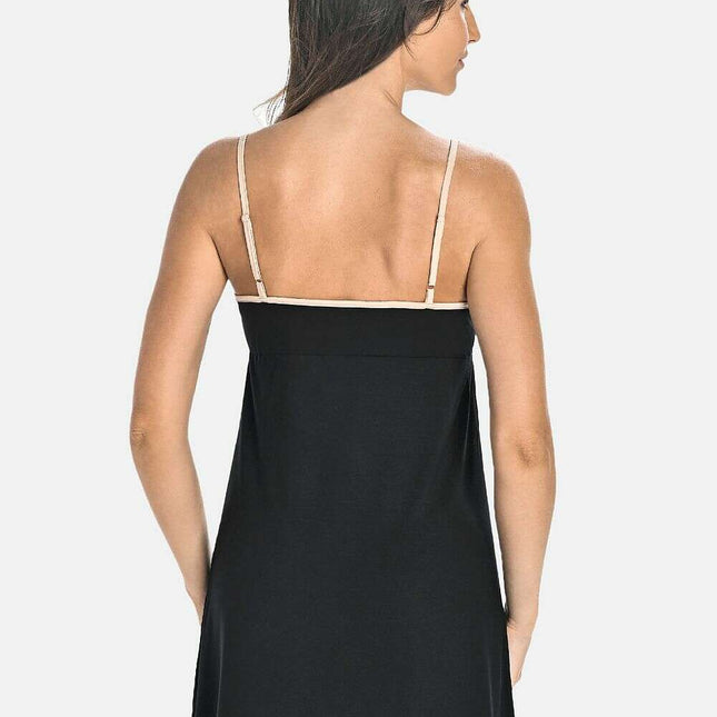 Women’s Black Bamboo Nightgown – Breathable A-Line with Adjustable Straps - Très Elite