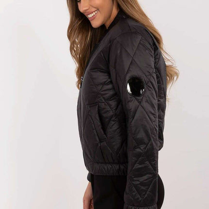 Womens Bomber Jacket 208982 Nylon Wind Resistant Short - Très Elite