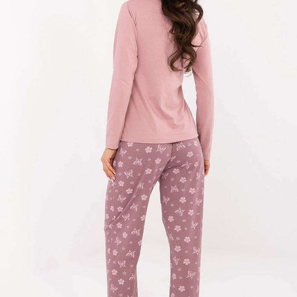 Women’s Butterfly Cotton Pajama Set with Floral Print & Elastic Waist - Très Elite