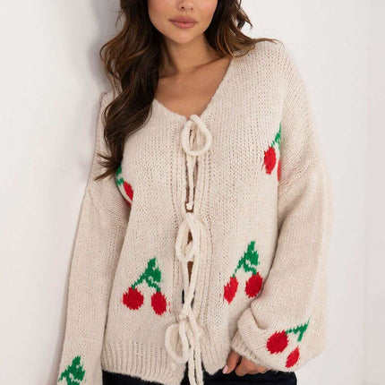 Womens Cardigan 200475 Fruit Print Casual Knitwear Style - Très Elite