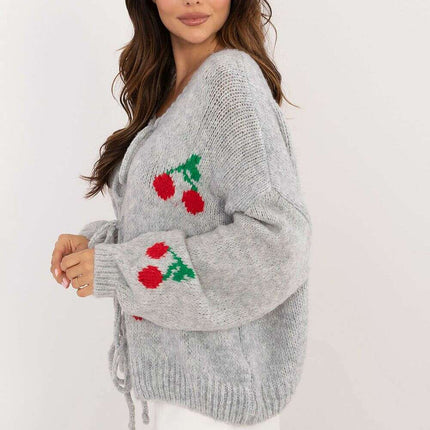 Womens Cardigan 200475 Fruit Print Casual Knitwear Style - Très Elite