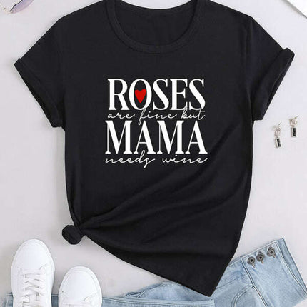 Women's Casual Mama Wine Quote Tee - Très Elite