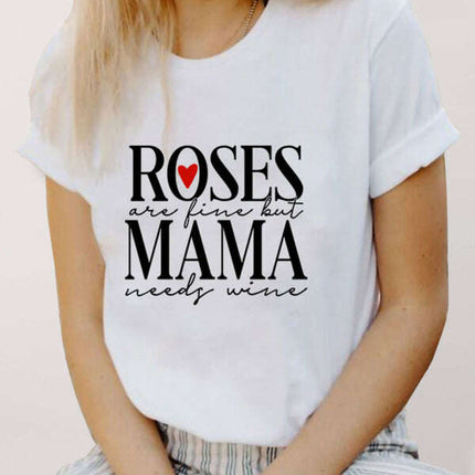 Women's Casual Mama Wine Quote Tee