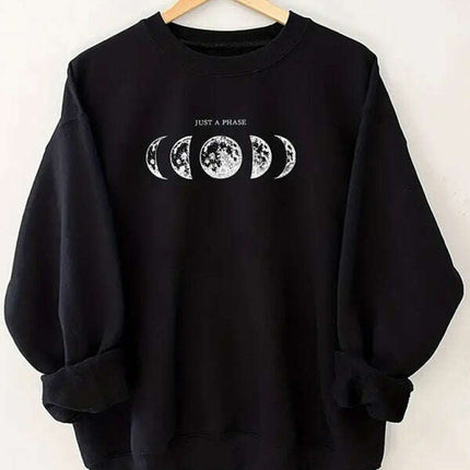 Women's Casual Moon Phase Graphic Sweatshirt
