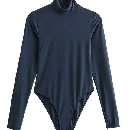Women's Casual Turtleneck Long Sleeve Jumpsuit Bodysuit Tights - Très Elite