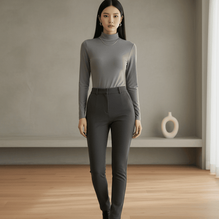 Women's Casual Turtleneck Long Sleeve Jumpsuit Bodysuit Tights - Très Elite
