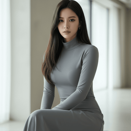 Women's Casual Turtleneck Long Sleeve Jumpsuit Bodysuit Tights - Très Elite