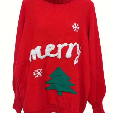 Women's Christmas casual bat sleeve letter knitted sweater - Très Elite